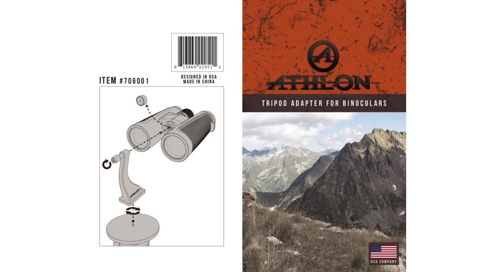 Athlon Optics Binocular Tripod Adapter, Aluminum, Black, 706001