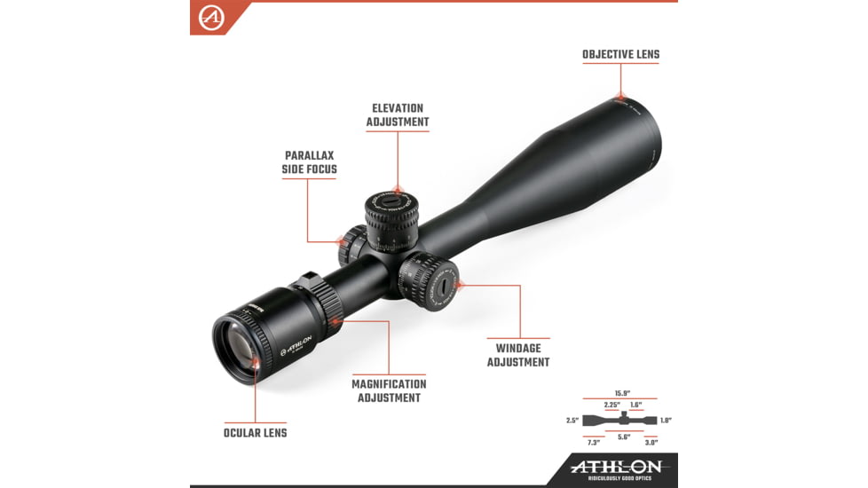Athlon Optics Heras SPR 15-60x56 30mm Tube Rifle Scope, SFP, BLR2 Non-Illuminated Reticle, Black, 214514