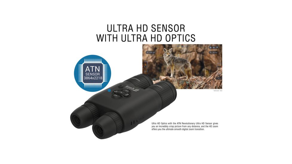 ATN BinoX 4K 4-16x40mm Smart Day/Night Rangefinder Binocular, Matte, Black, DGBNBN4KLRF