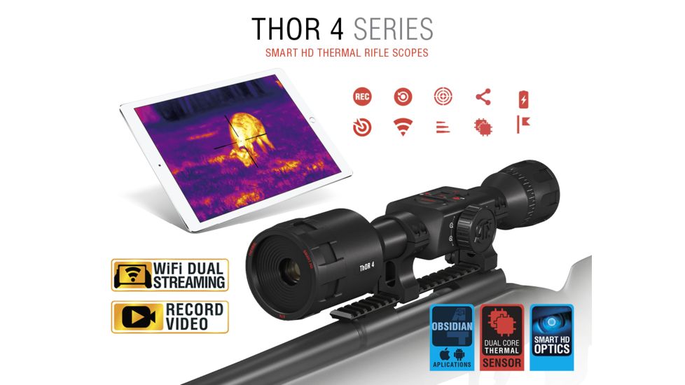 ATN ThOR 4 Thermal Smart HD Rifle Scope, 1-10x19mm, Black, TIWST4641A