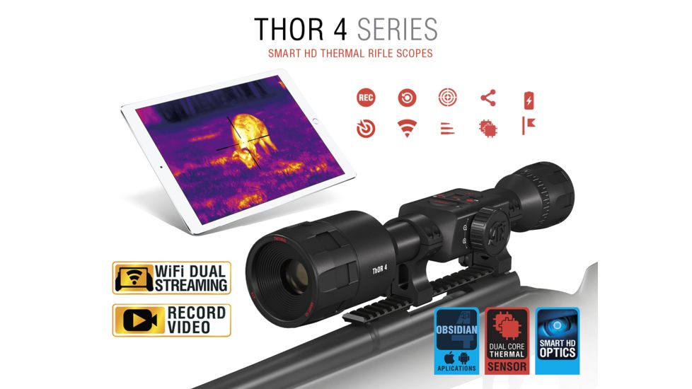 ATN ThOR 4 Thermal Smart HD Rifle Scope, 1.5-15x25mm, Black, TIWST4642A