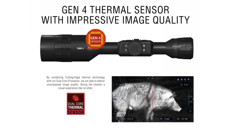 ATN ThOR 4 Thermal Smart HD Rifle Scope, 1.5-15x25mm, Black, TIWST4642A