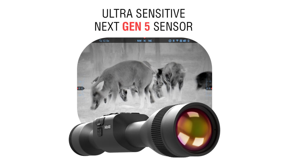 ATN Thor 5 LRF 2-16x 640x480 12 Micron Smart HD Thermal Rifle Scope, 30mm Tube w/ Gen 5 Sensor, Multiple Patterns &amp; Color Options Reticle, Black, TIWST5625LRF