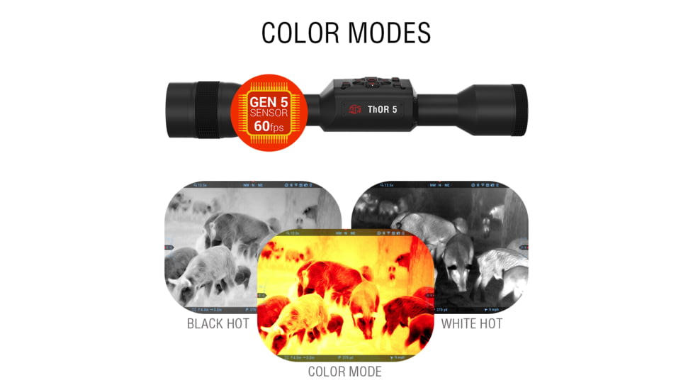 ATN Thor 5 LRF 2-16x 640x480 12 Micron Smart HD Thermal Rifle Scope, 30mm Tube w/ Gen 5 Sensor, Multiple Patterns &amp; Color Options Reticle, Black, TIWST5625LRF