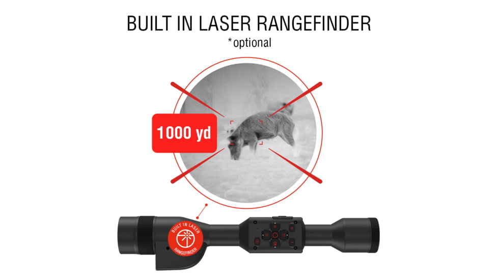 ATN Thor 5 LRF 2-16x 640x480 12 Micron Smart HD Thermal Rifle Scope, 30mm Tube w/ Gen 5 Sensor, Multiple Patterns &amp; Color Options Reticle, Black, TIWST5625LRF