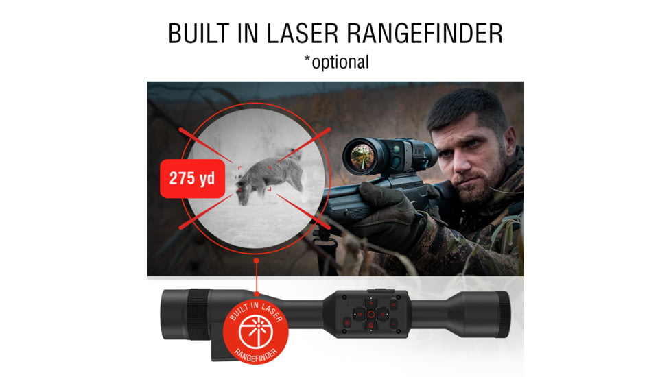 ATN Thor 5 LRF 2-16x 640x480 12 Micron Smart HD Thermal Rifle Scope, 30mm Tube w/ Gen 5 Sensor, Multiple Patterns &amp; Color Options Reticle, Black, TIWST5625LRF