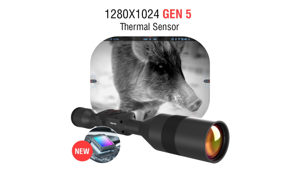 ATN Thor 5 XD LRF 2-20x 1280x1024 12 Micron Smart HD Thermal Rifle Scope, 30mm Tube w/ Xtreme Definition 1.3 Megapixel Sensor, Multiple Patterns &amp; Color Options Reticle, Black, TIWST51250LRF