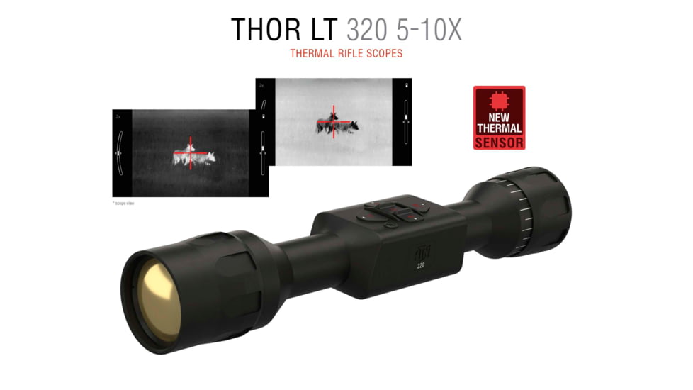 ATN ThOR LT 320 Thermal Rifle Scope, 5-10x50mm, 30mm Tube, Multiple Patterns, Black, TIWSTLT350X