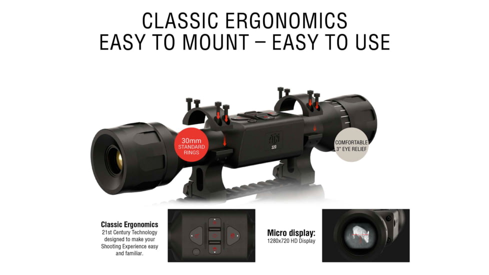 ATN ThOR LT 320 Thermal Rifle Scope, 5-10x50mm, 30mm Tube, Multiple Patterns, Black, TIWSTLT350X