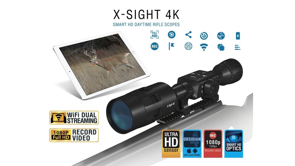ATN X-Sight 4K Buckhunter Daytime Rifle Scope, 3-14x50mm, 30mm Tube, First Focal Plane, Multiple Reticles, Black, DGWSXS3144KB