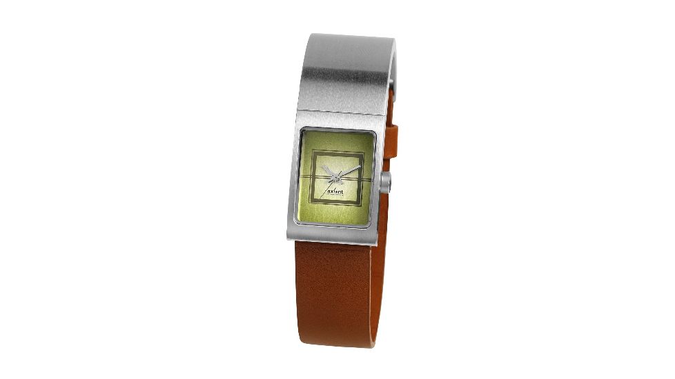 Axcent Freja Slim Watch, Brown Strap, Green Face, Silver Hands X47002-456
