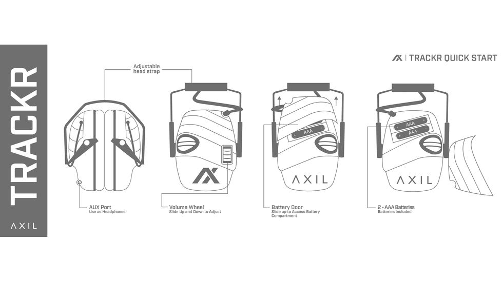 AXIL Trackr Electronic Earmuffs, Black, Trackr