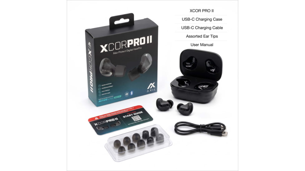 AXIL XCOR Pro II Ear Plugs, Black, Adjustable, XCOR-PRO-II