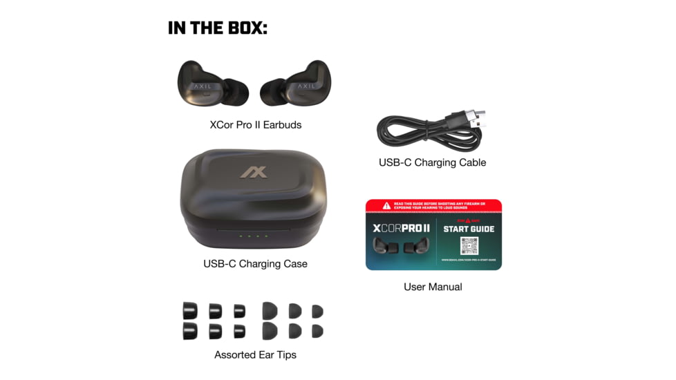 AXIL XCOR Pro II Ear Plugs, Black, Adjustable, XCOR-PRO-II