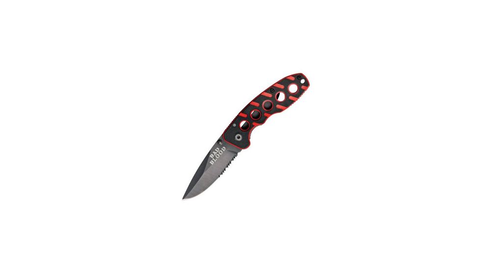 Bad Blood Red Stripe Folder Knife, G10 Handle, Combo, Red/Black BB0110
