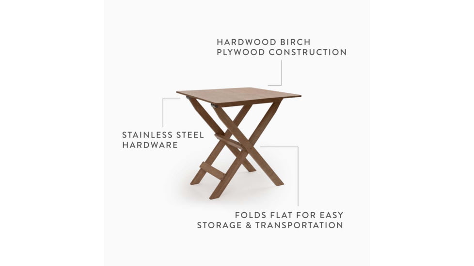 Barebones Ridgeline Wood Folding Table, 22in x 22in x 23in, Stained Birch Plywood, 11lb, CKW-585