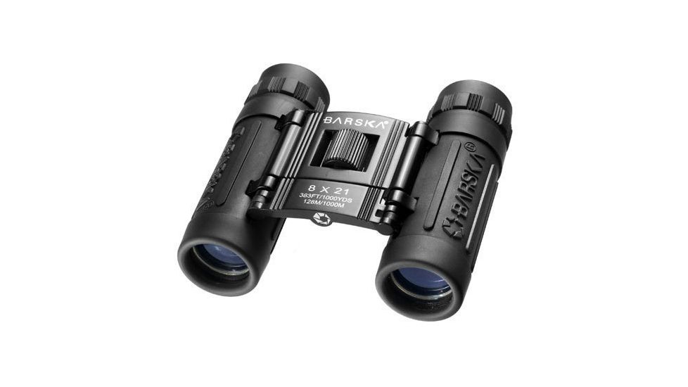 Barska 8x21 LucidView Compact Folding Roof Prism Binoculars, Black, Clam Pack