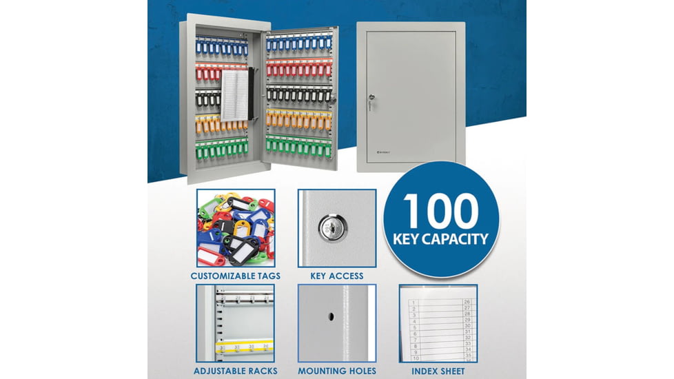 Barska 100 Capacity Adjustable In-Wall Key Cabinet