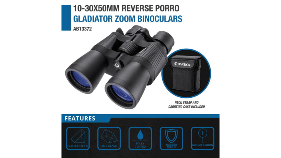 Barska Gladiator Reverse 10x42mm Porro Prism Binoculars