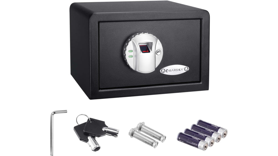 Barska Compact Biometric Gun Safe, Black, 12x8x7.75in w/ Motorized Lock AX11620