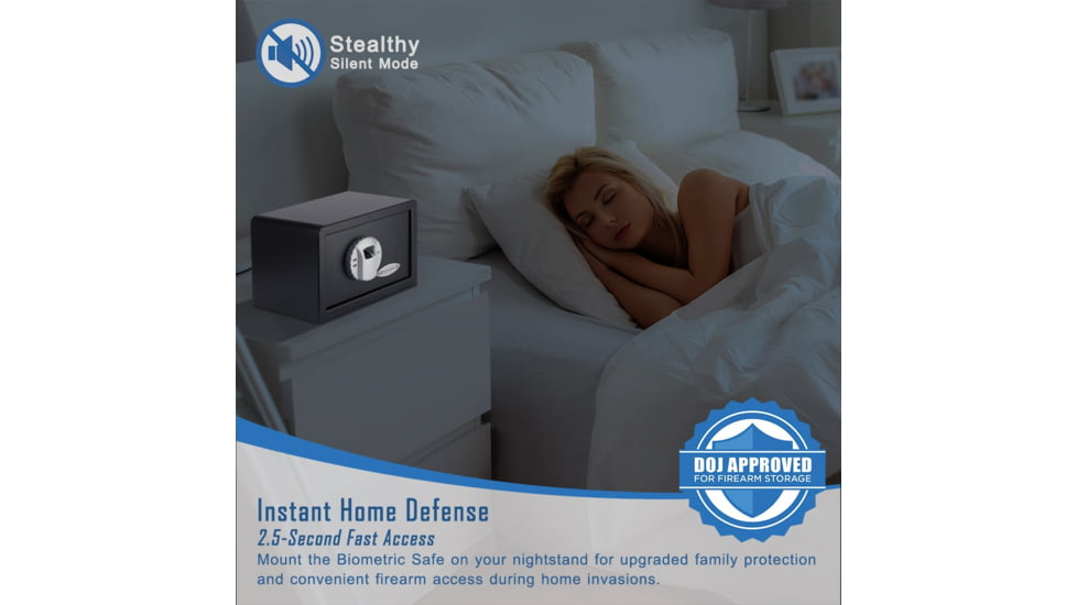 Barska Compact Biometric Gun Safe, Black, 12x8x7.75in w/ Motorized Lock AX11620