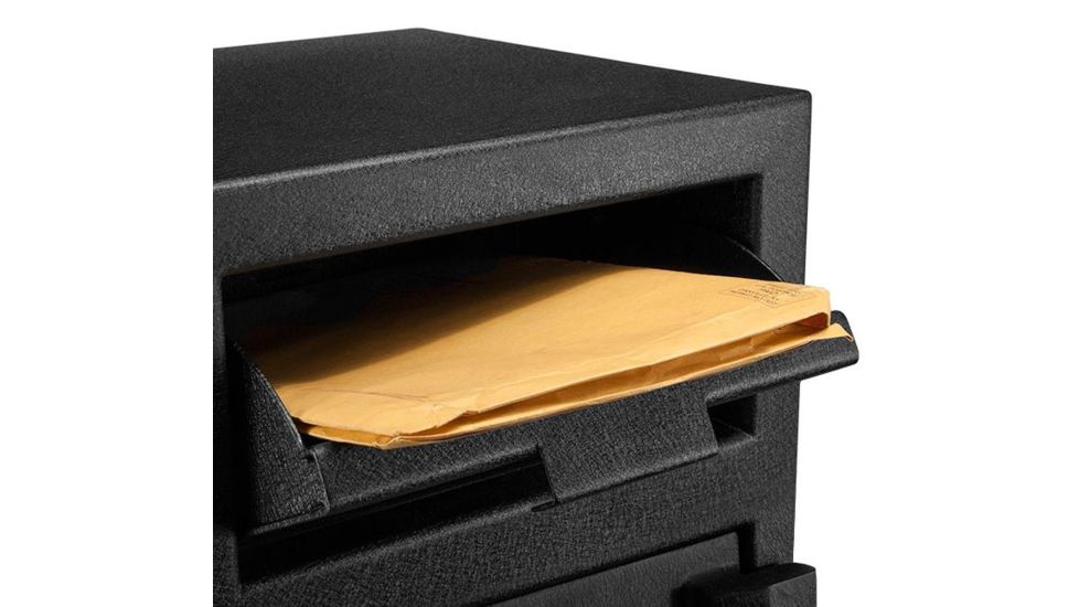 Barska DX-200 Standard Depository Keypad Safe, Anti-Fishing Baffles, Solid Steel, Black, Outer Dimensions - 14 x 14 x 20 in AX12588