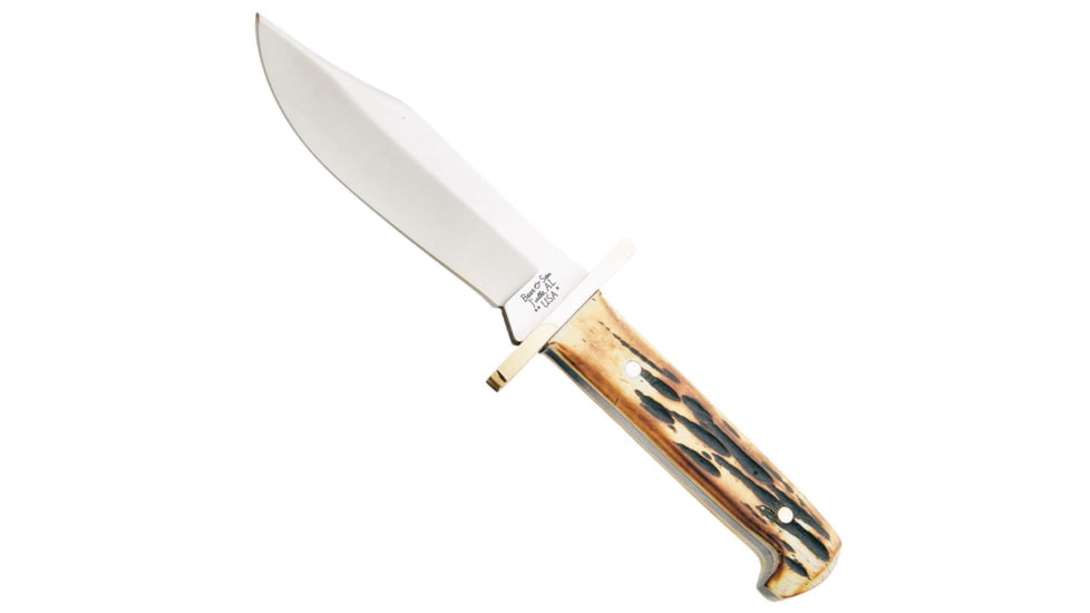 Bear and Son Knives Baby Bowie Fixed Blade Knife, 3in, High Carbon Stainless Steel, Genuine India Stag Bone Handle, 500 1/2
