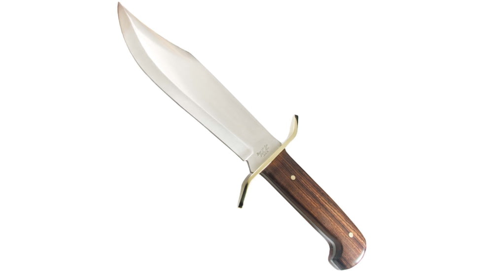 Bear and Son Knives Gold Rush Bowie Fixed Blade Knife, 7.38in, Sandvik 12C27M Stainless Steel, Bowie, Cocobola Wood Handle w/ Leather Sheath, CB00 3/4