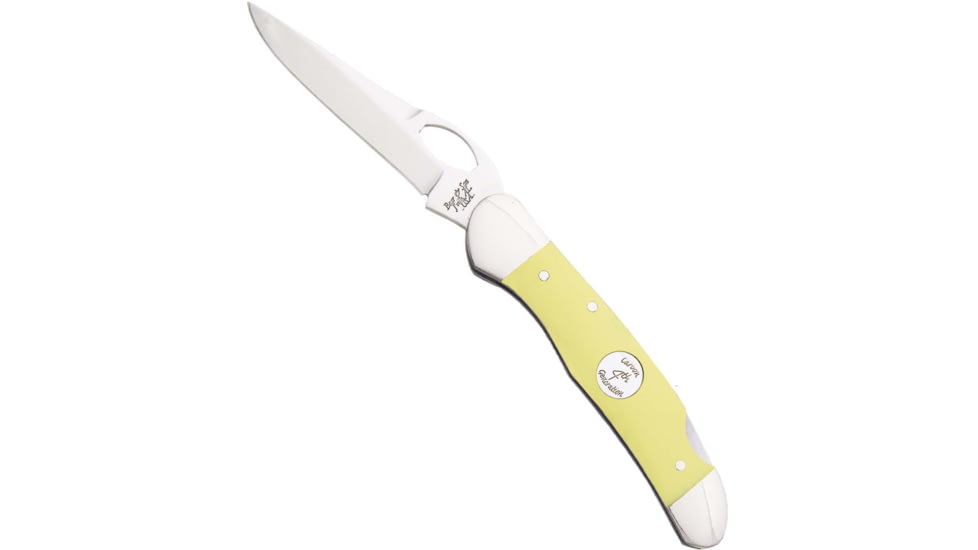 Bear and Son Knives Locking Cowhand Folding Knife, 2.88in, 1095 Carbon Steel, Heritage Walnut Handle, Yellow, C3149L