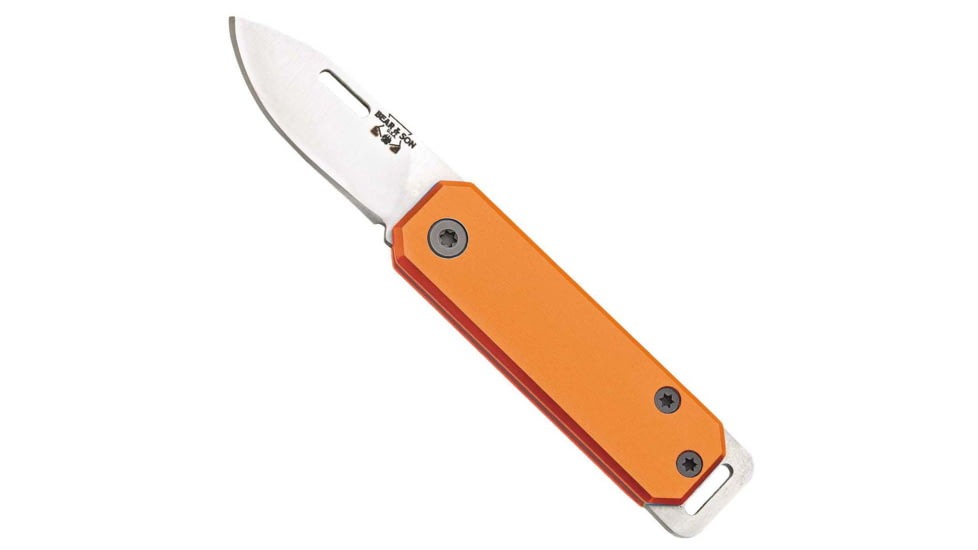 Bear and Son Knives Slip Joint Folding Knife, 1.5in, High Carbon Stainless Steel, Drop Point, Aluminum Handle, Orange, 109OR