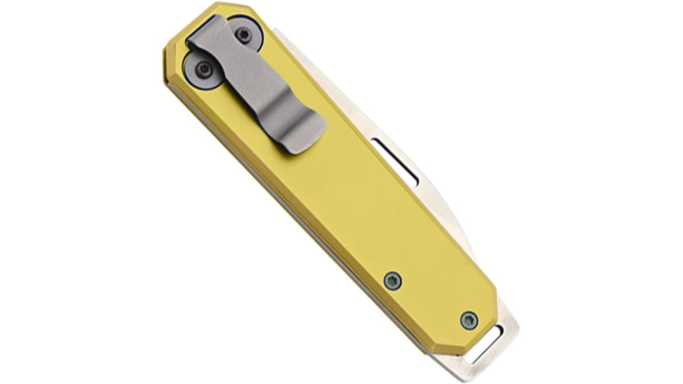 Bear and Son Knives Slip Joint Folding Knife w/ Clip, 2.38in, High Carbon Stainless Steel, Drop Point, Aluminum Handle, Yellow, 110YW