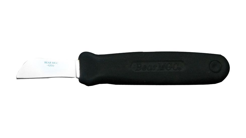 Bear &amp; Son Cushion Grip Fixed Blade Knife, hollow ground High Carbon SS blad, Black Kraton cushion grip Handle BC486