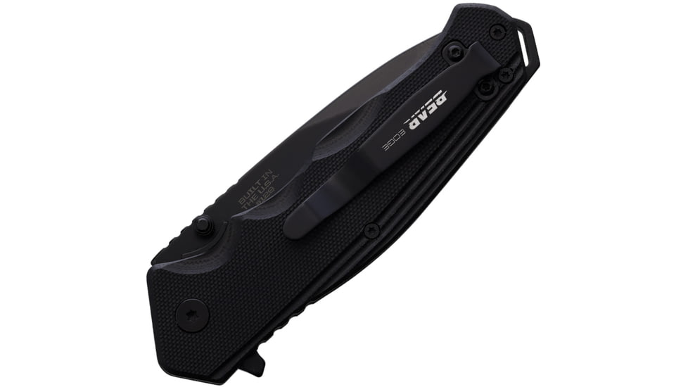 Bear &amp; Son Cutlery Sideliner Black G10 Folding Knife, 4.5in Closed, 3.5in Black Finish Partially Serrated Stainless Steel Blade, Black G10 Handle, 61129