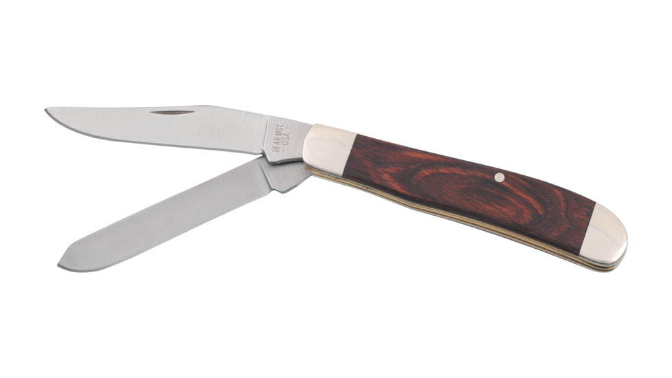 Bear &amp; Son Mini Trapper Fold Knife, SS clip and spey Blades, RoseWood Handle BC207R