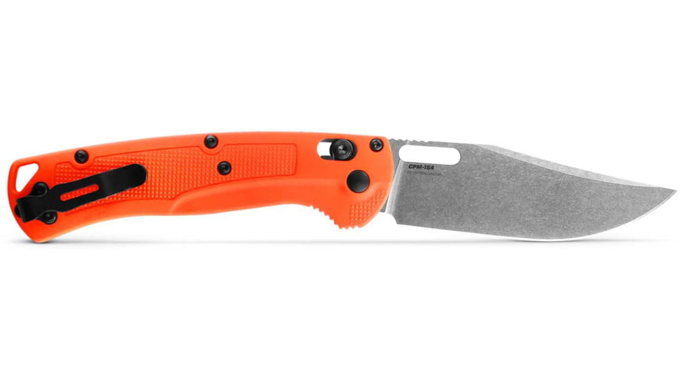 Benchmade 15535 Taggedout Folding Knife, 3.5in, CPM-154 58-61 HRC, Reversible Tip-Up, Orange, 15535