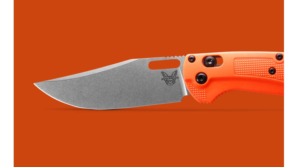 Benchmade 15535 Taggedout Folding Knife, 3.5in, CPM-154 58-61 HRC, Reversible Tip-Up, Orange, 15535
