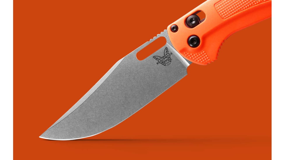 Benchmade 15535 Taggedout Folding Knife, 3.5in, CPM-154 58-61 HRC, Reversible Tip-Up, Orange, 15535