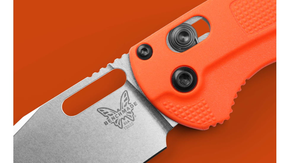 Benchmade 15535 Taggedout Folding Knife, 3.5in, CPM-154 58-61 HRC, Reversible Tip-Up, Orange, 15535