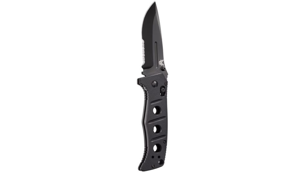 Benchmade Adamas Manual Folding Knife, Balck Combo Edge Blade, Black G10 Handle 275SBK