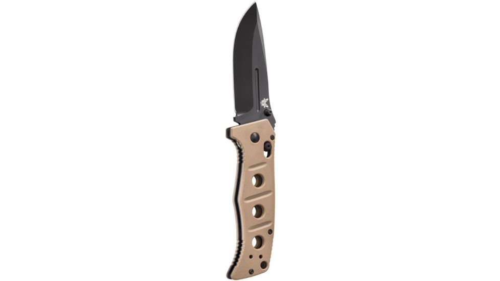 Benchmade Adamas Manual Folding Knife, Plain Edge, BK Blade, Sand Handle, Sand Pouch 275BKSN
