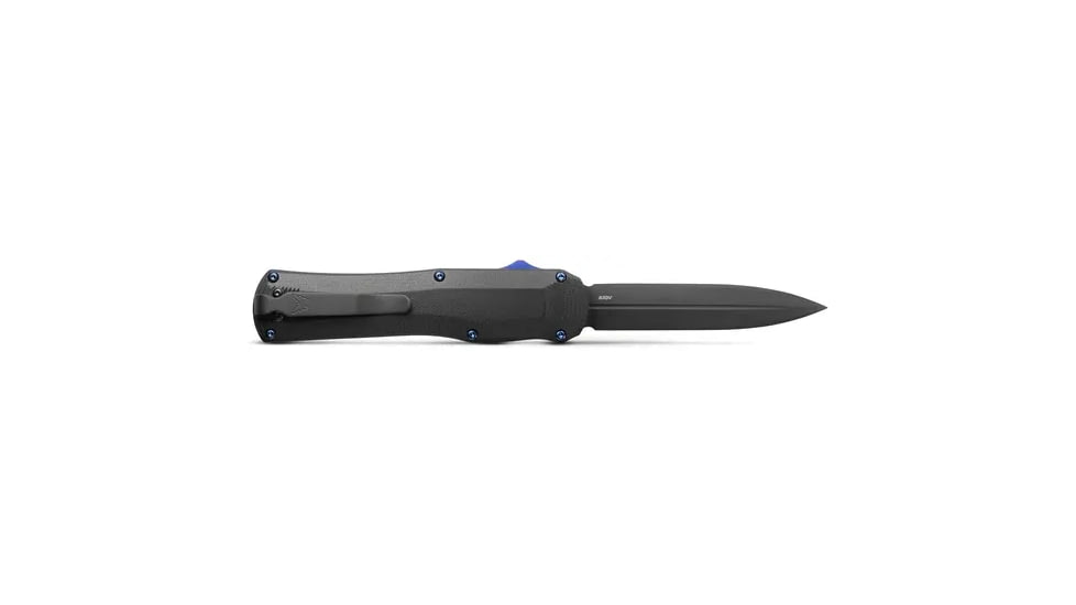Benchmade Autocrat Automatic Folding Knife, 3.71in, Double Edge Blade, Black Handle, 3400BK
