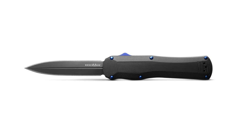Benchmade Autocrat Automatic Folding Knife, 3.71in, Double Edge Blade, Black Handle, 3400BK