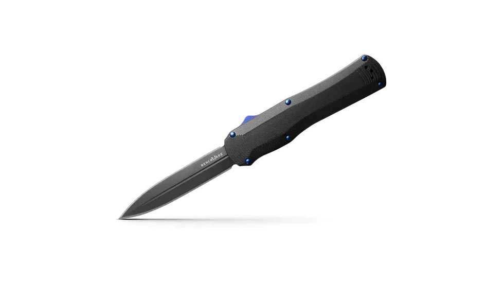 Benchmade Autocrat Automatic Folding Knife, 3.71in, Double Edge Blade, Black Handle, 3400BK
