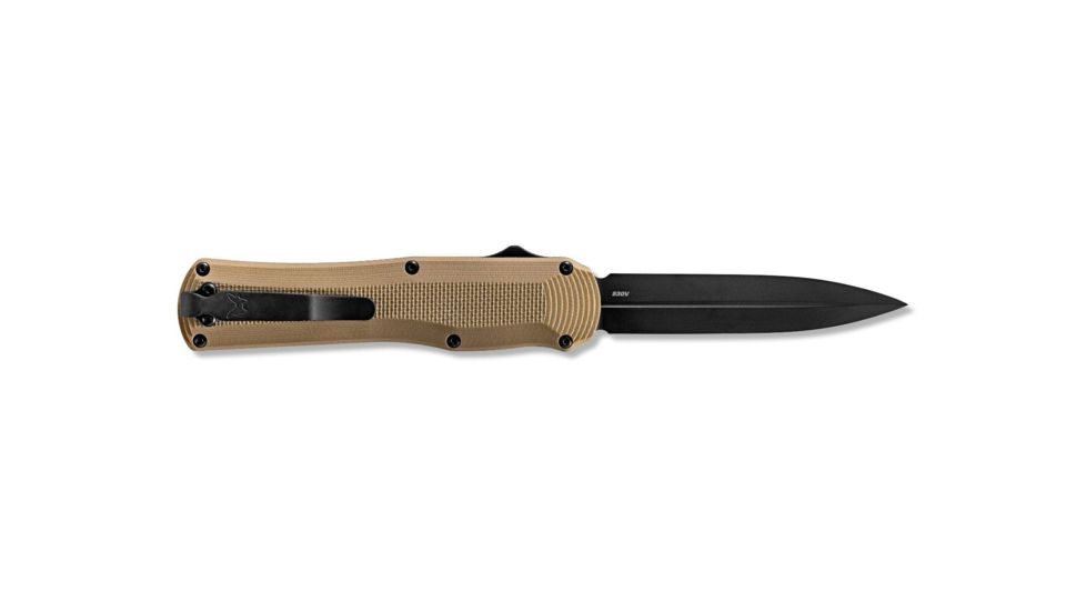 Benchmade Autocrat Automatic Folding Knife, 3.71in, Double Edge Blade, Coyote Brown Handle, 3400BK-2