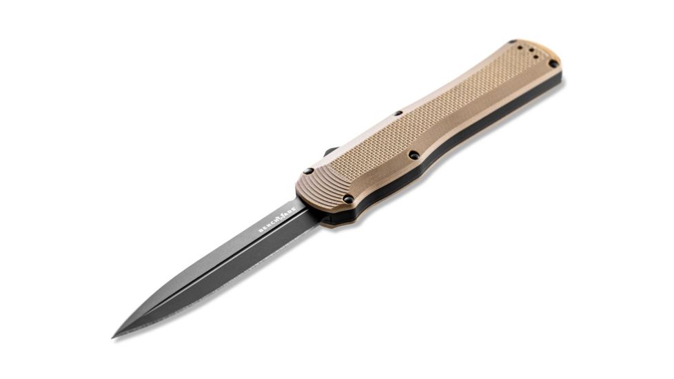 Benchmade Autocrat Automatic Folding Knife, 3.71in, Double Edge Blade, Coyote Brown Handle, 3400BK-2