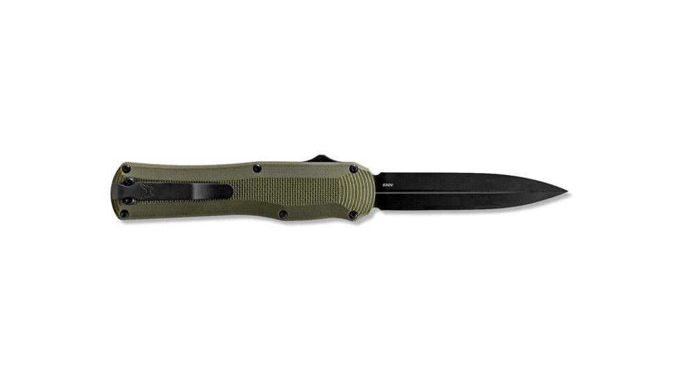 Benchmade Autocrat Automatic Folding Knife, 3.71in, Double Edge Blade, Olive Drab Handle, 3400BK-1