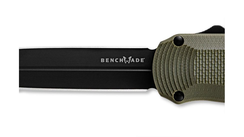 Benchmade Autocrat Automatic Folding Knife, 3.71in, Double Edge Blade, Olive Drab Handle, 3400BK-1
