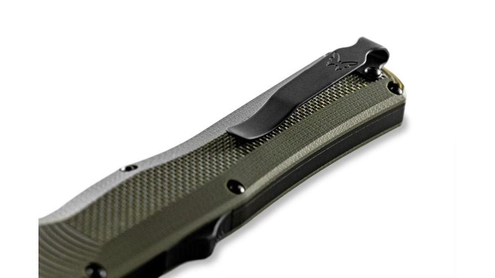 Benchmade Autocrat Automatic Folding Knife, 3.71in, Double Edge Blade, Olive Drab Handle, 3400BK-1