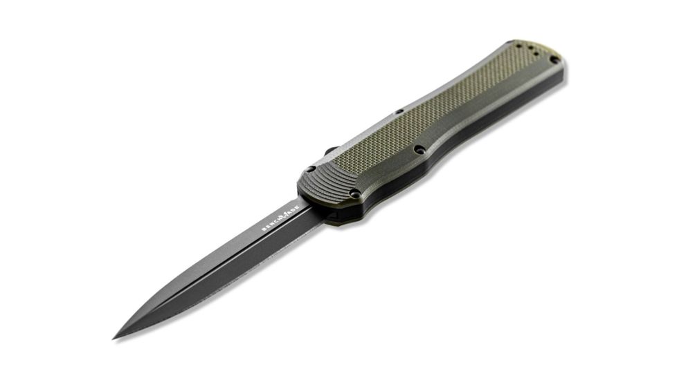 Benchmade Autocrat Automatic Folding Knife, 3.71in, Double Edge Blade, Olive Drab Handle, 3400BK-1
