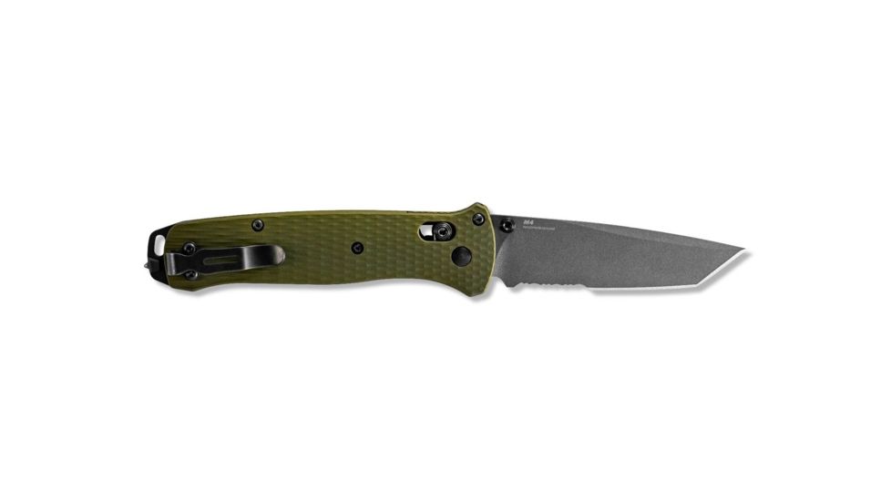 Benchmade Bailout Folding Knife, 3.38in, CPM-M4 Serrated Tanto Blade, Woodland Green Handle, 537SGY-1